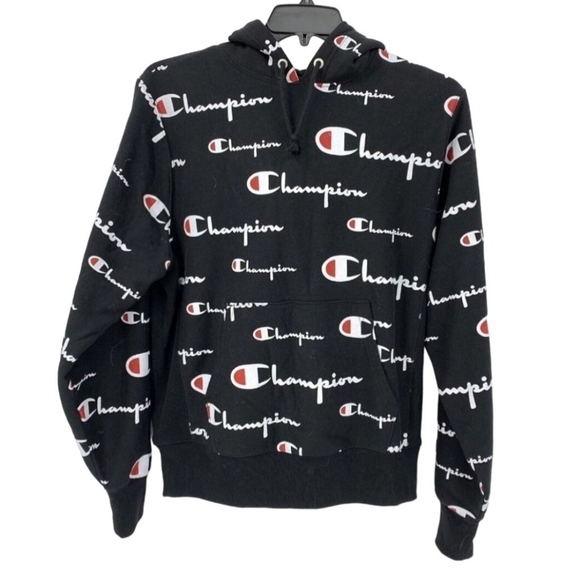 Champion Reverse Weave All Over Spell Out Hoodie Unisex Size S - Picture 1 of 5